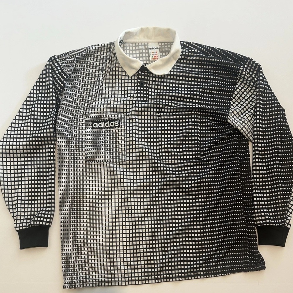 Vintage Adidas Referee Monochrome Checkered Long Sleeve Tee